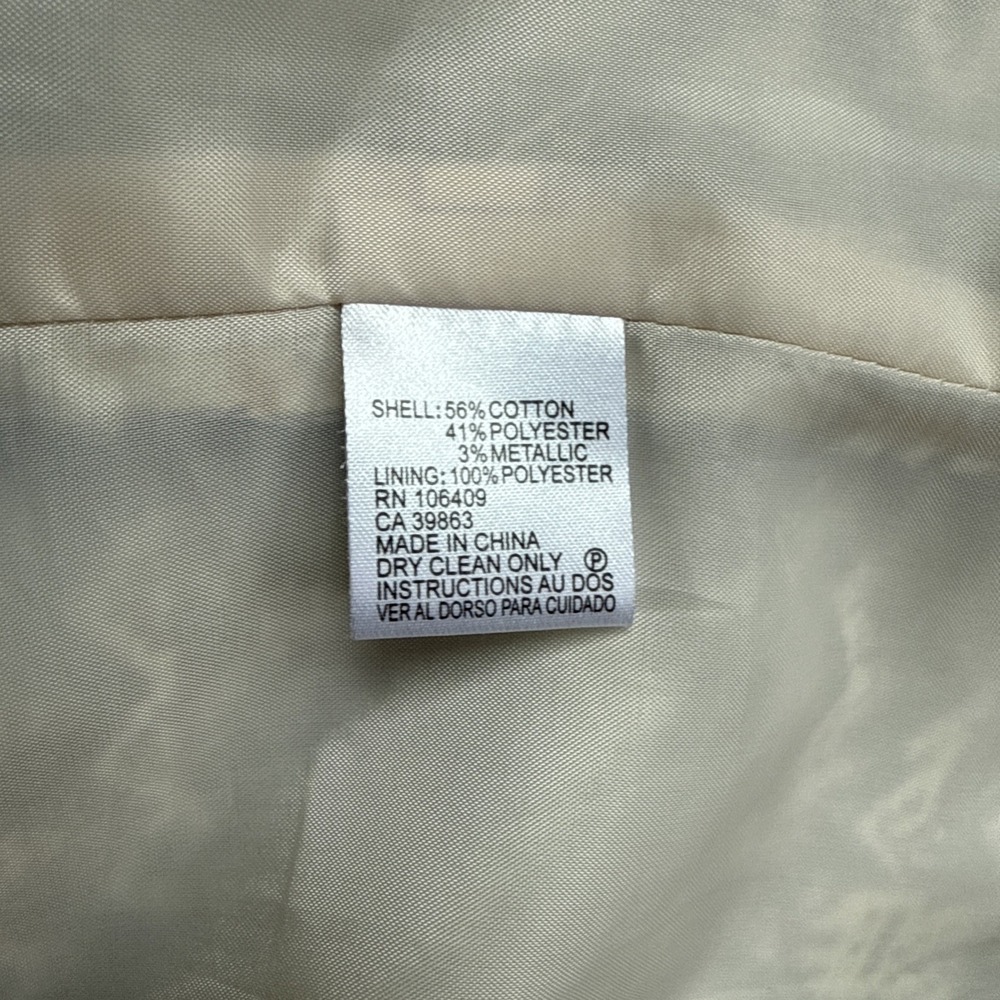 Tahari Arthur Levine Jacket Womens 12 Cream Multicolor‎ Textured Lined Cropped - Picture 15 of 16